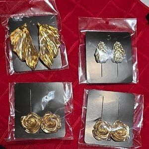 Source Unknown Gold-Tone Floral & Leaf Earring Set - Shiny Gold